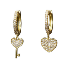 Load image into Gallery viewer, A Key to my Heart Hoop Earrings
